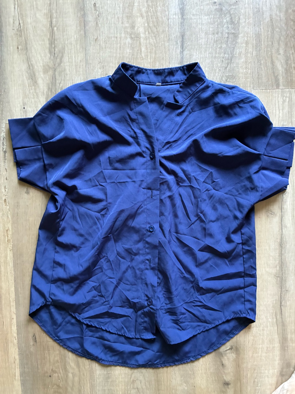 Classic Navy Button-Front Blouse
